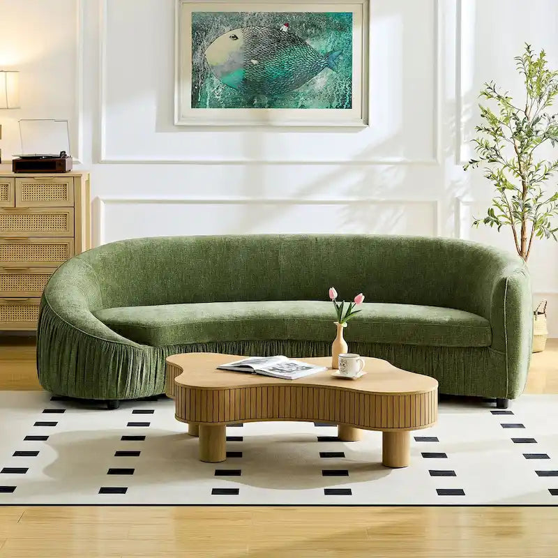 Modern geformtes, geschwungenes 4-Sitzer-Stoffsofa