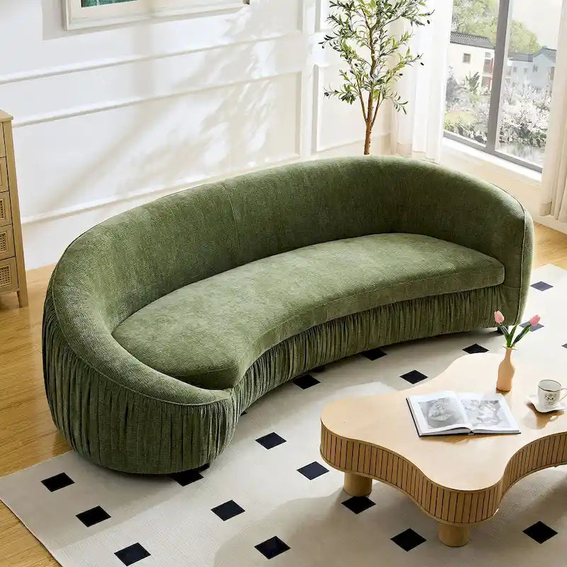 Modern geformtes, geschwungenes 4-Sitzer-Stoffsofa